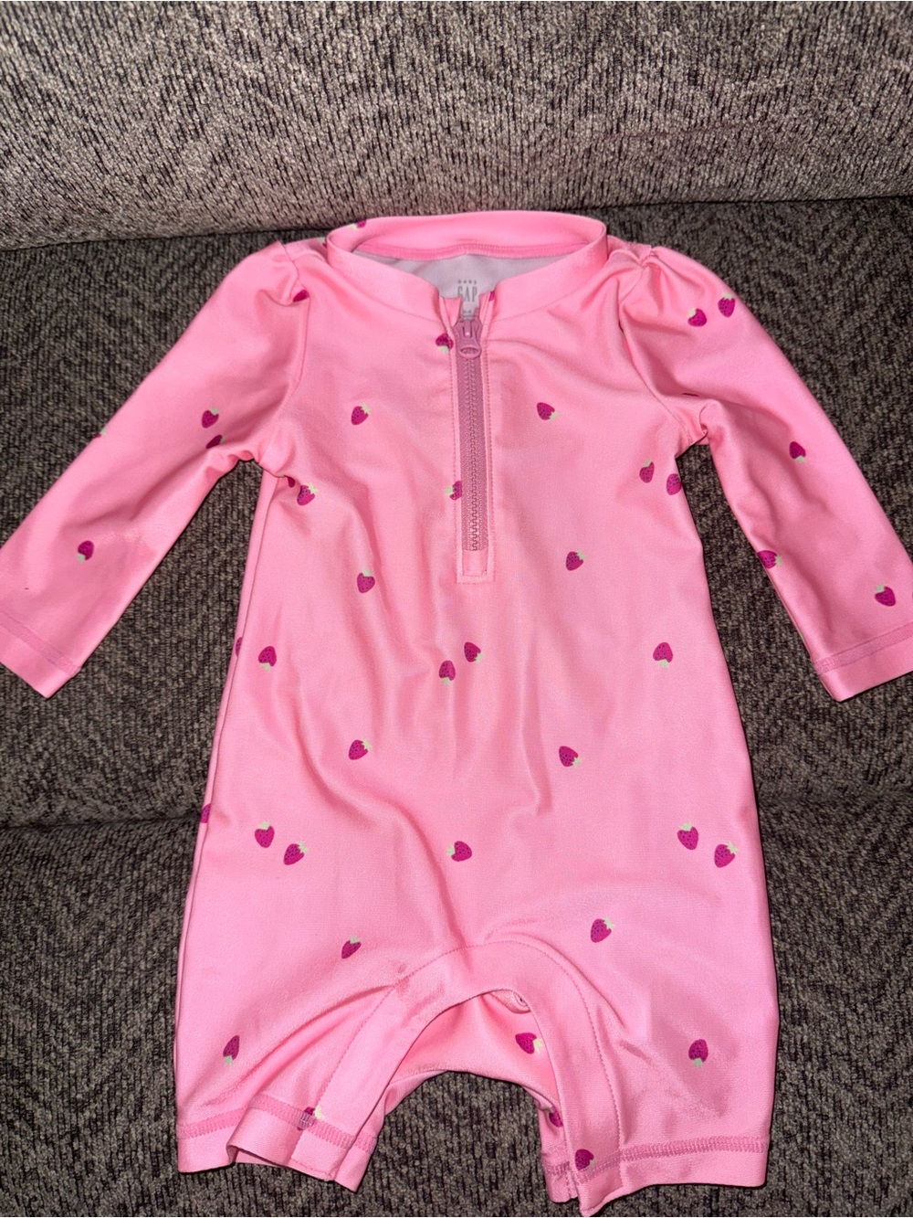 GAP Pink Baby Heart Zip Swim One-Piece
